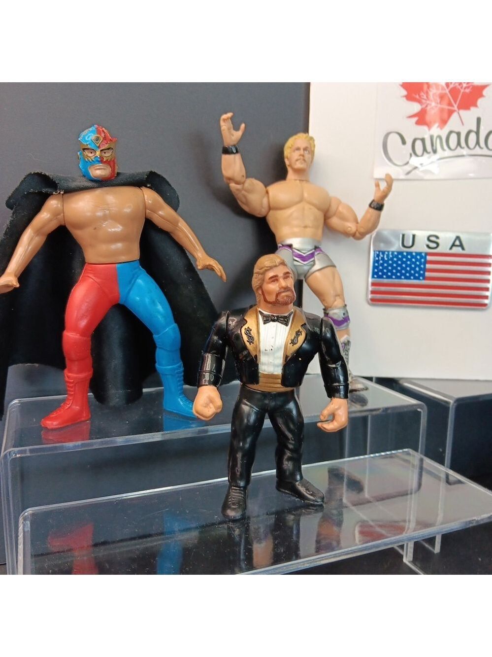 3 Wrestling Action Figures TNA Jeff Jarrett Ted DiBiase Luchadores Used Read
